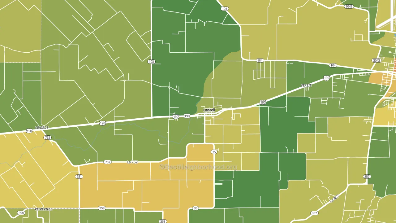 Lawtell, LA block-group voter-turnout map
