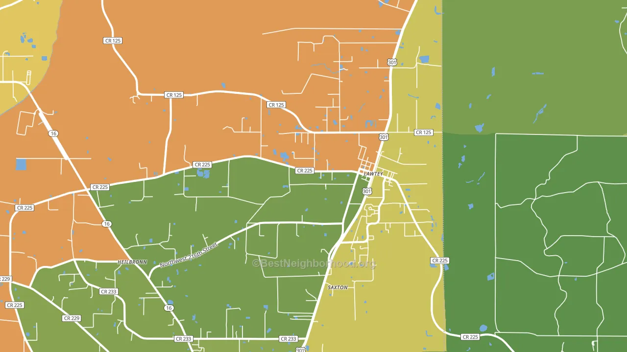Lawtey, FL block-group voter-turnout map