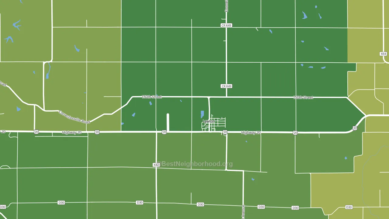 Lawton, IA block-group voter-turnout map