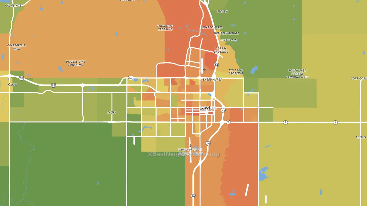 Lawton, OK block-group voter-turnout map