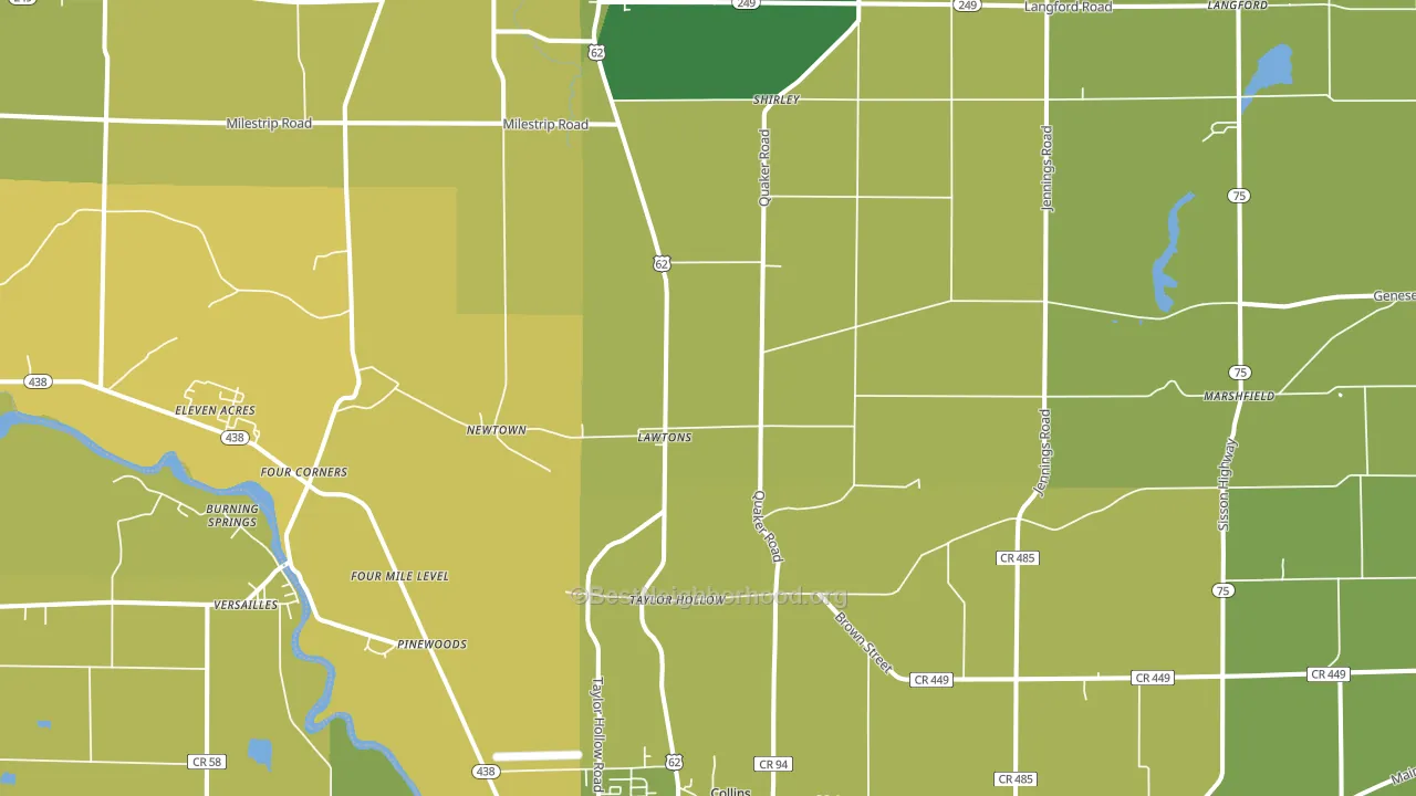 Lawtons, NY block-group voter-turnout map