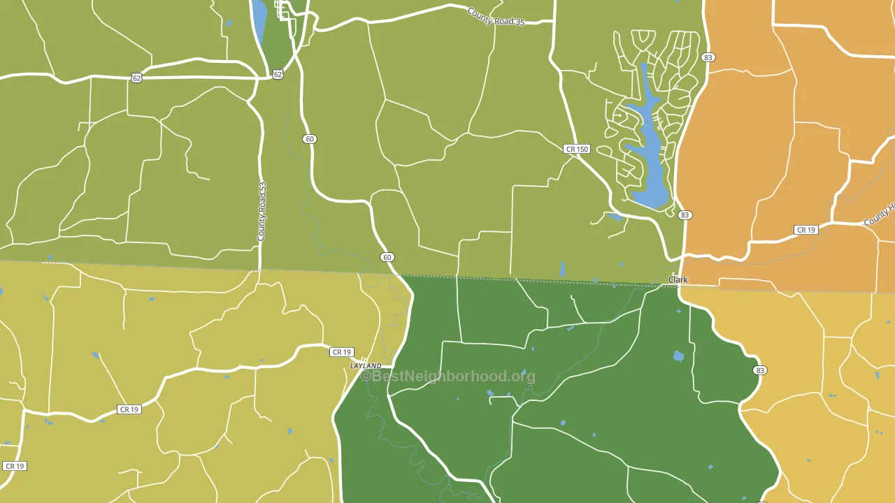 Layland, OH block-group voter-turnout map