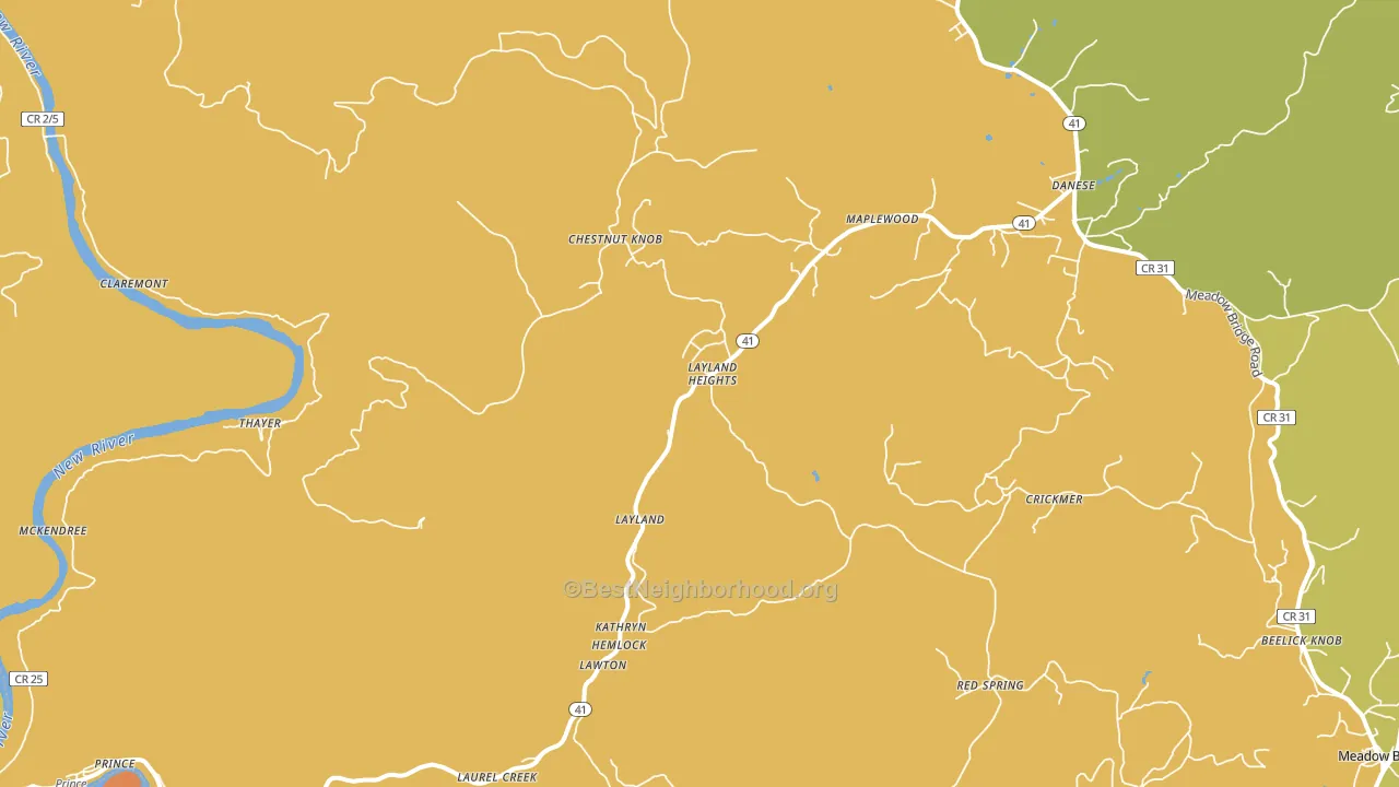 Layland, WV block-group voter-turnout map