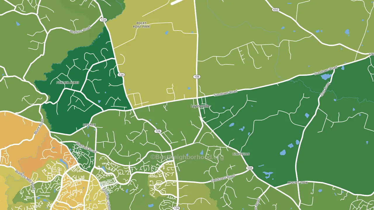 Laytonsville, MD block-group voter-turnout map