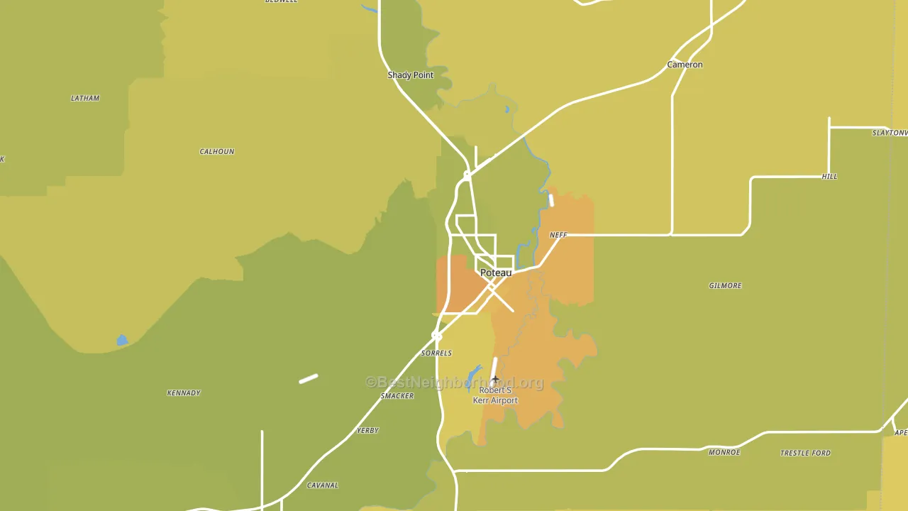 Le Flore County, OK block-group voter-turnout map