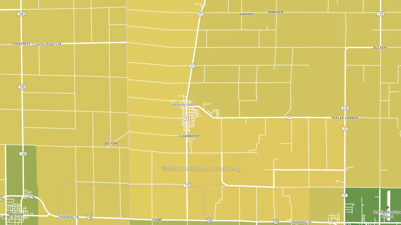 Leachville, AR block-group voter-turnout map