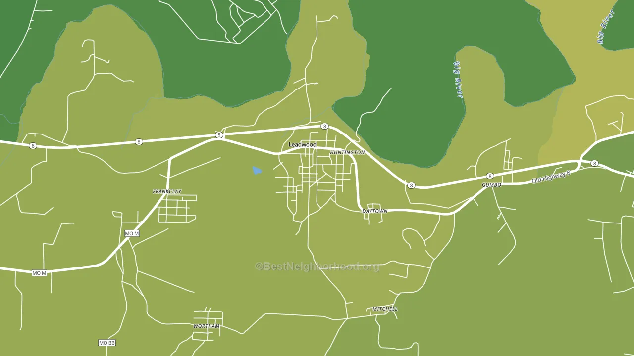 Leadwood, MO block-group voter-turnout map