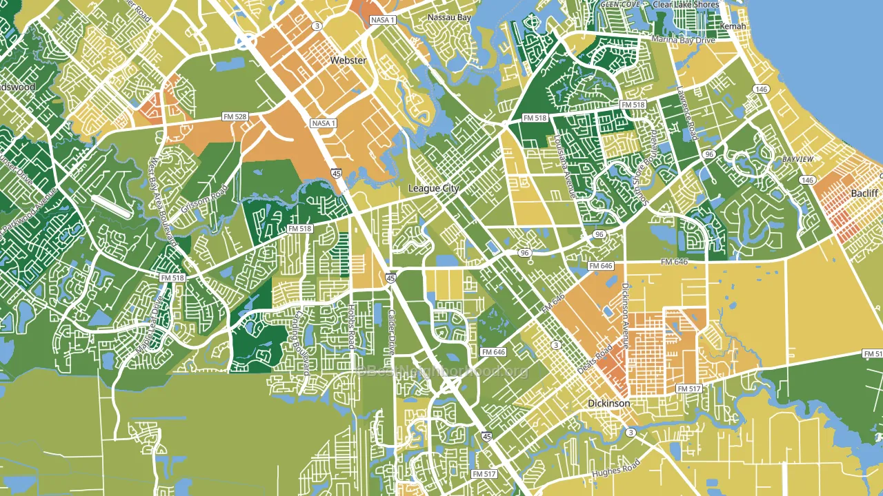 League City, TX block-group voter-turnout map