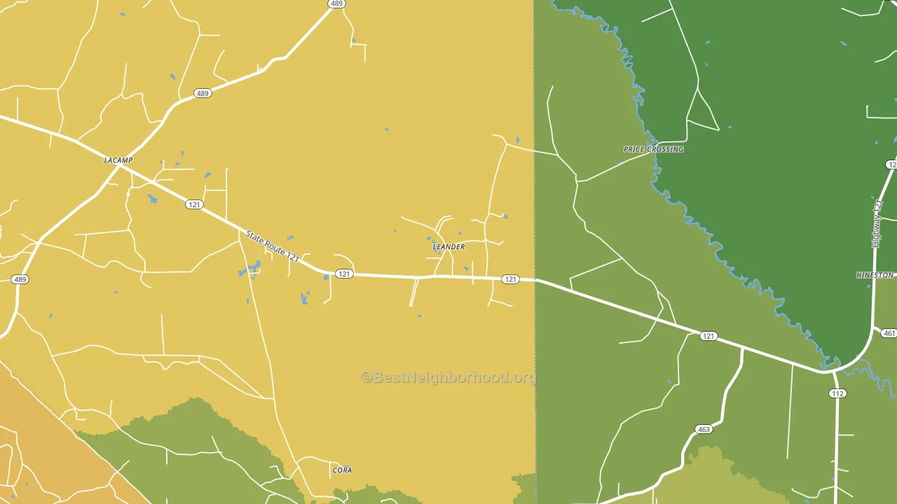 Leander, LA block-group voter-turnout map