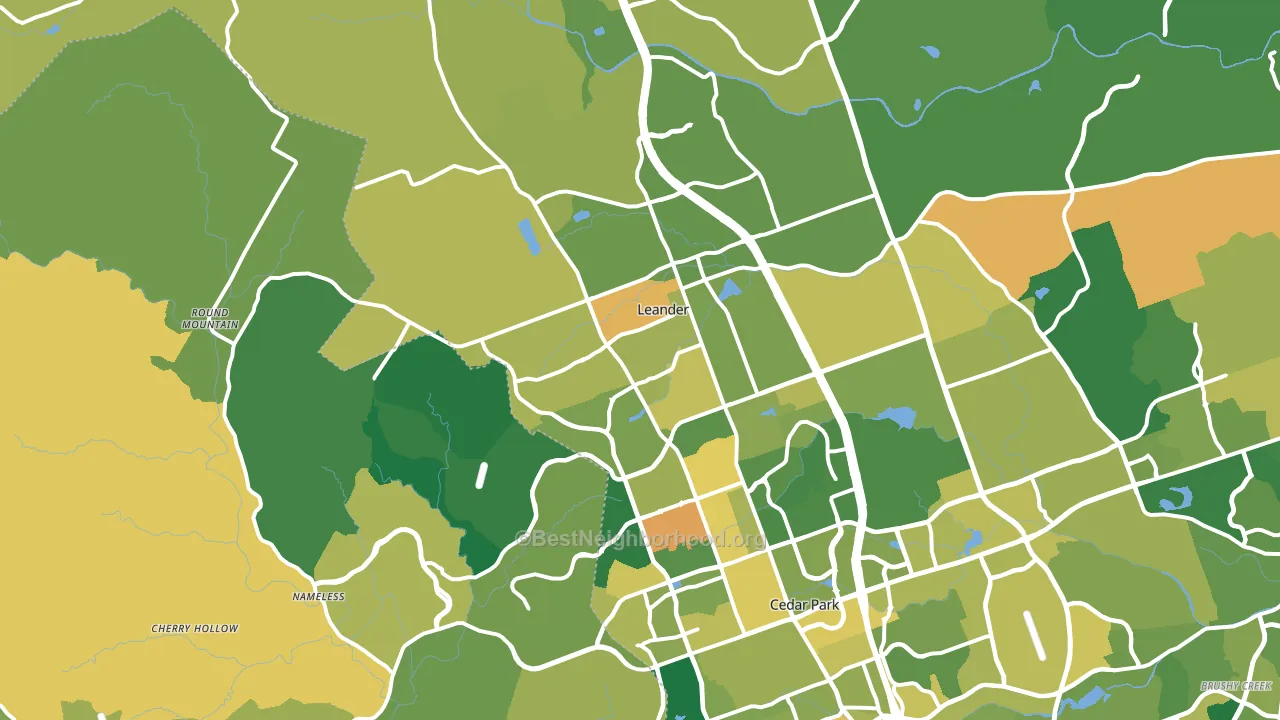 Leander, TX block-group voter-turnout map