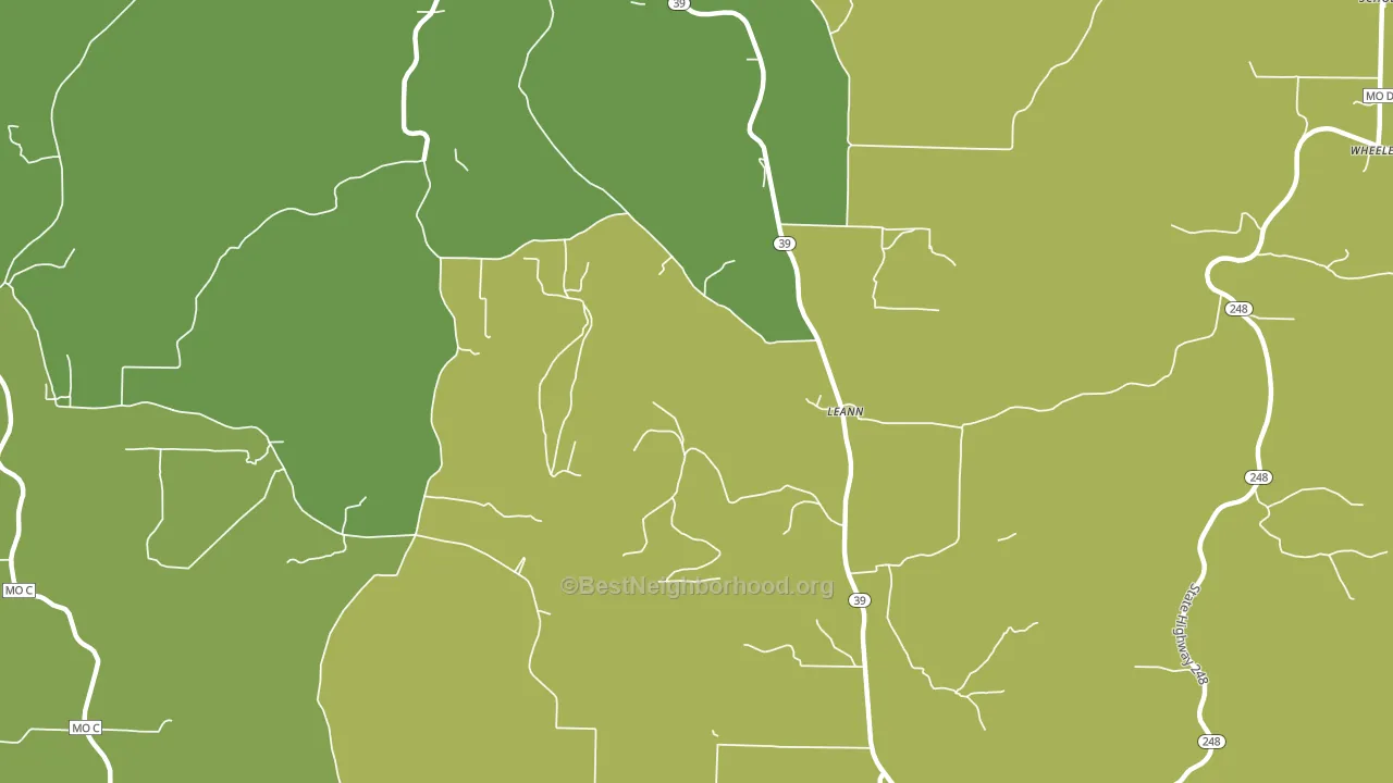 Leann, MO block-group voter-turnout map