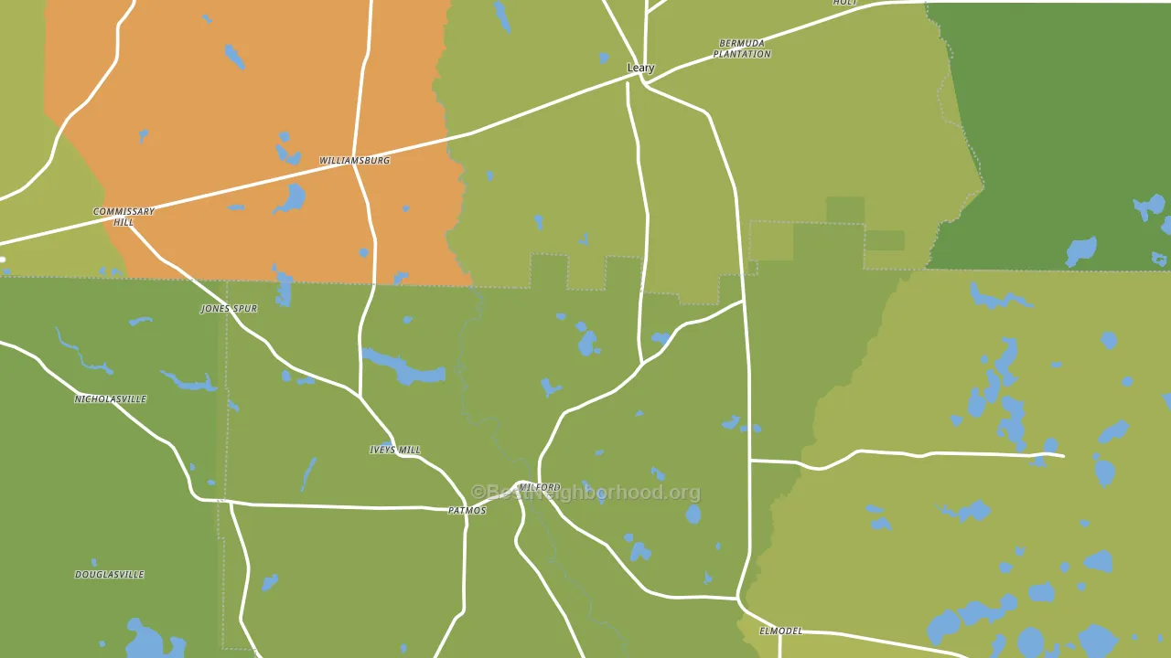 Leary, GA block-group voter-turnout map
