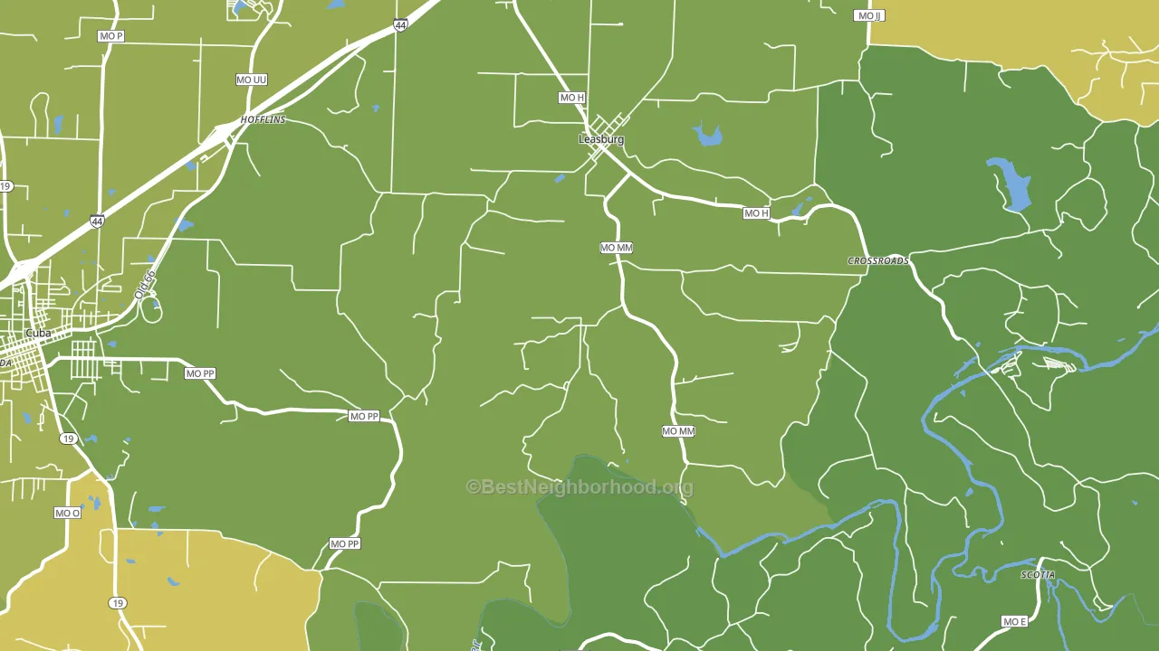 Leasburg, MO block-group voter-turnout map