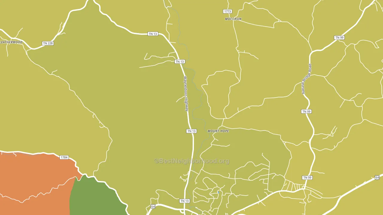 Leatherwood, TN block-group voter-turnout map