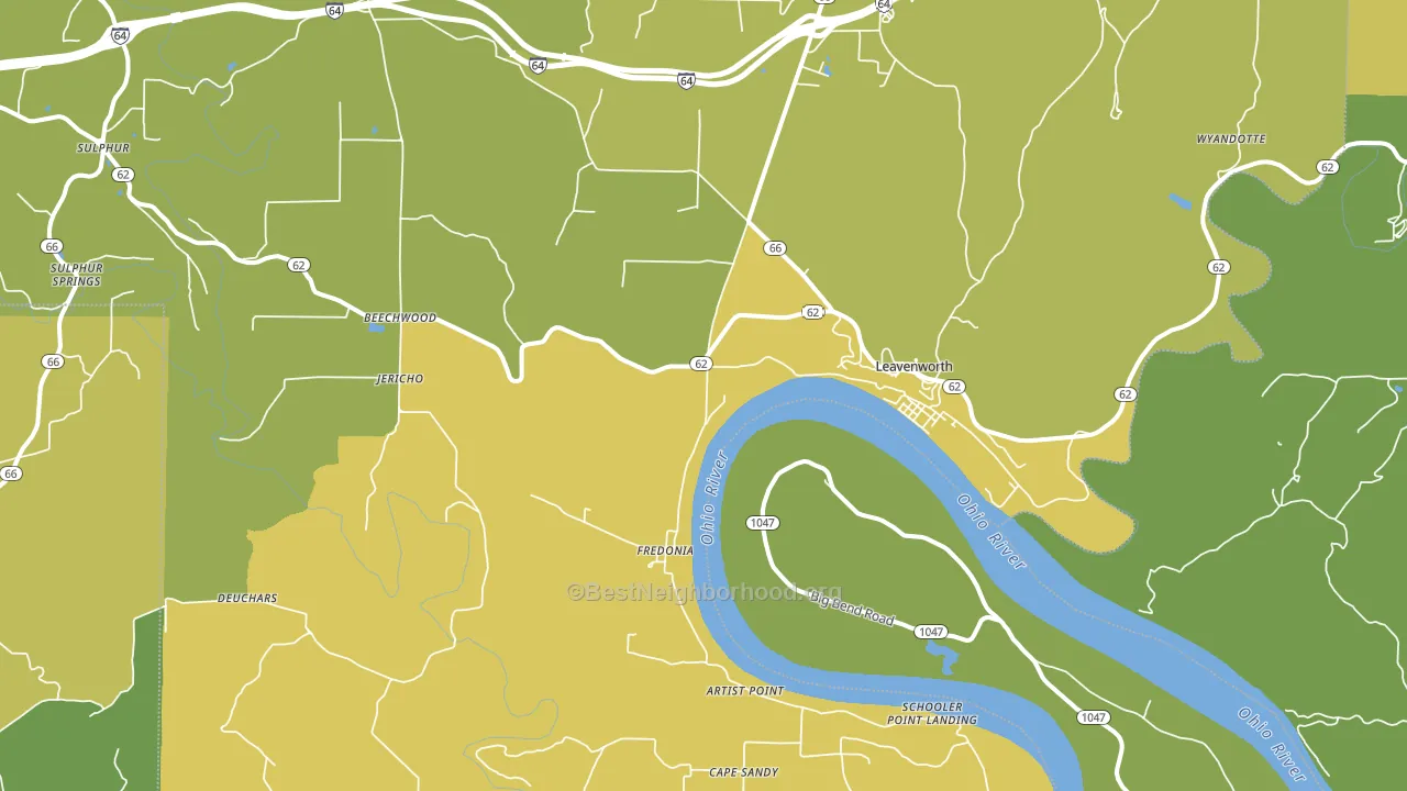Leavenworth, IN block-group voter-turnout map