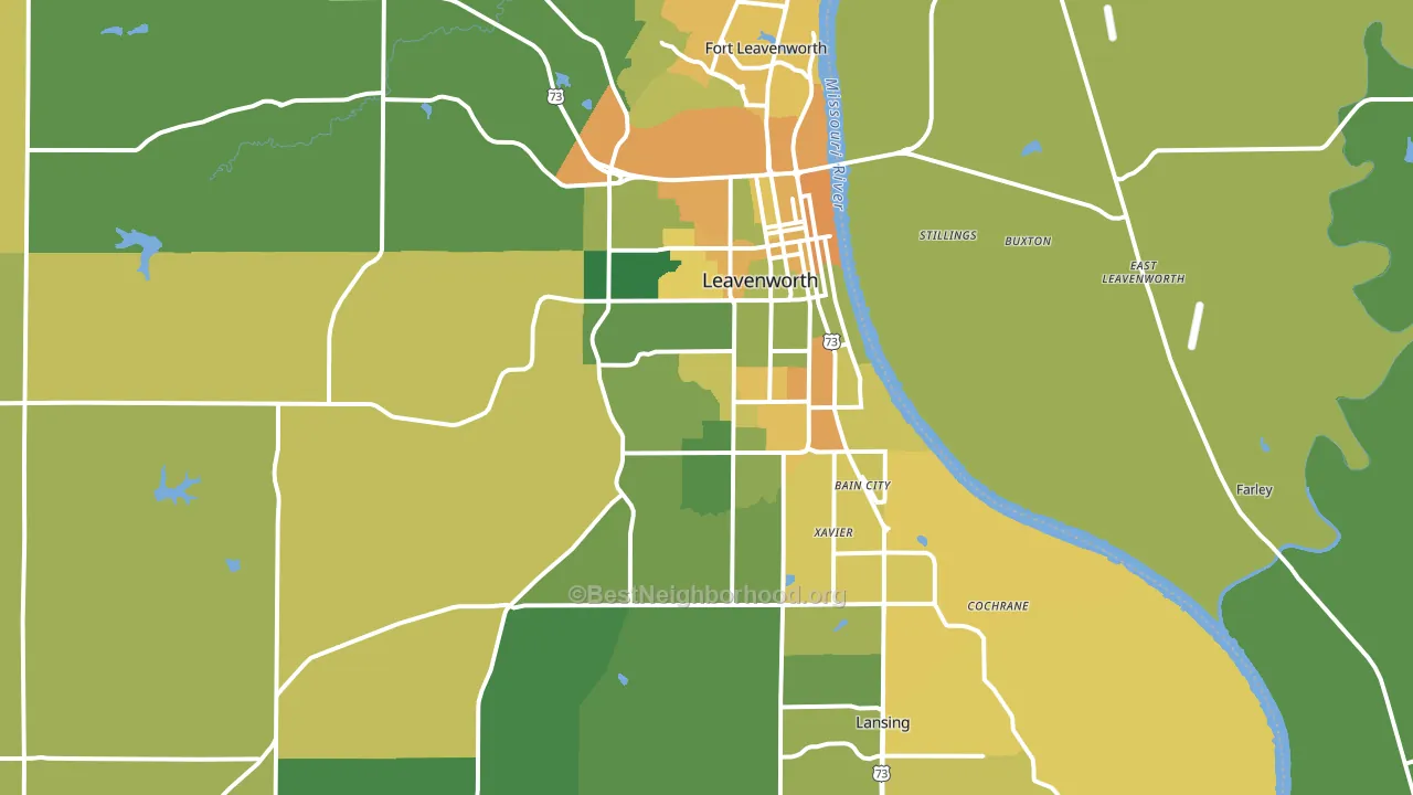 Leavenworth, KS block-group voter-turnout map
