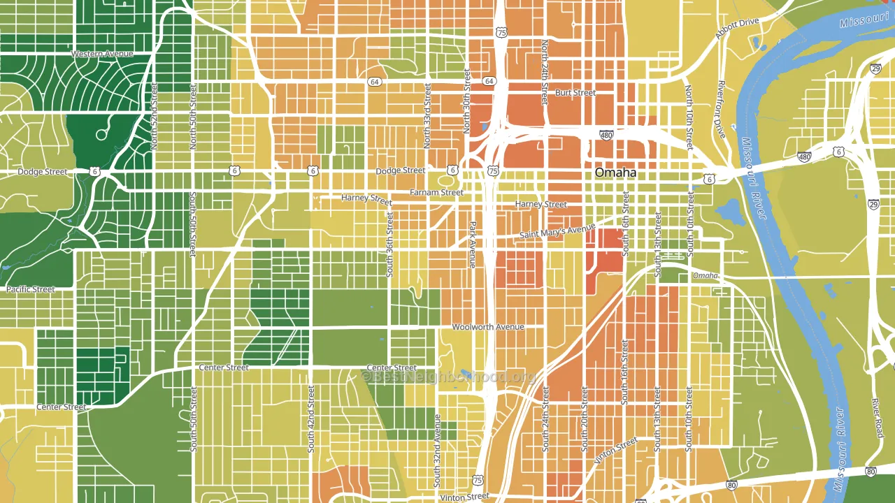 Leavenworth, Omaha, NE block-group voter-turnout map