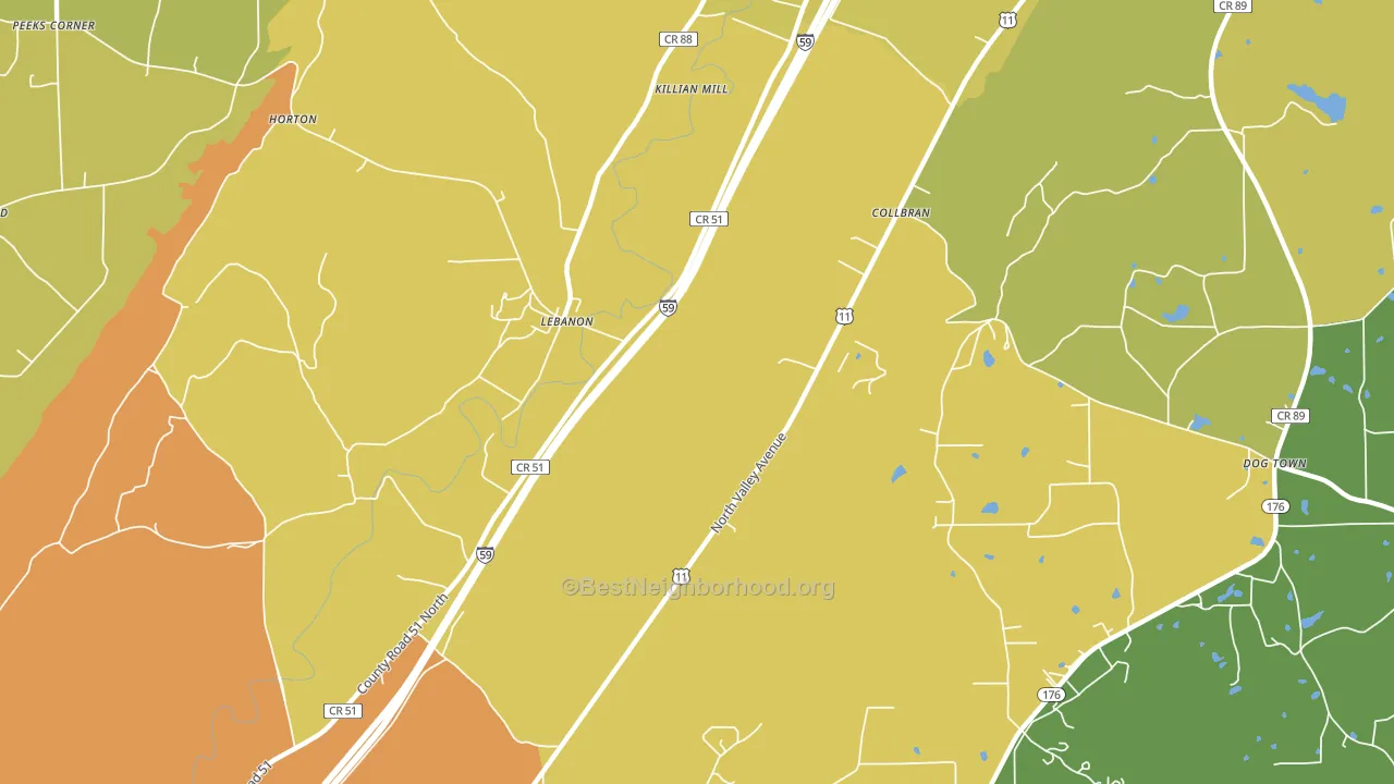 Lebanon, AL block-group voter-turnout map