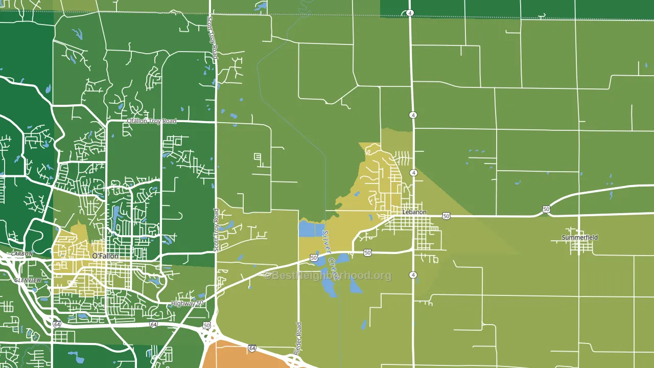 Lebanon, IL block-group voter-turnout map