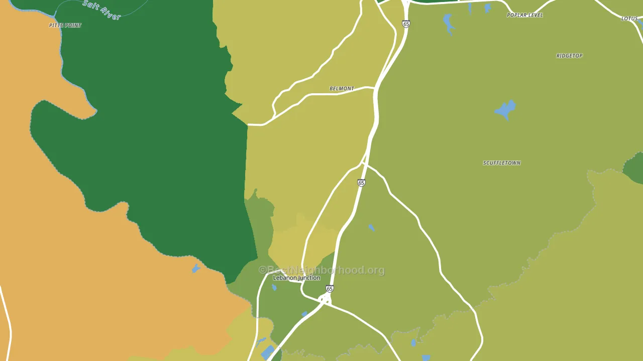 Lebanon Junction, KY block-group voter-turnout map