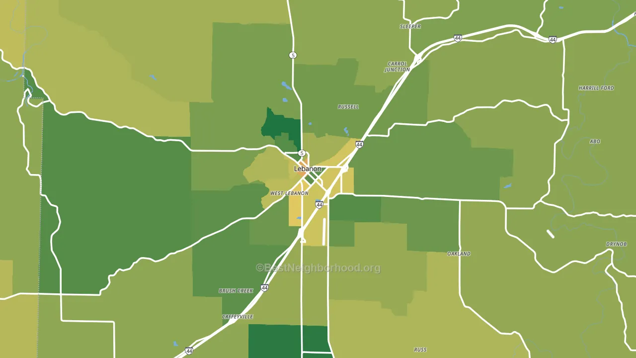 Lebanon, MO block-group voter-turnout map