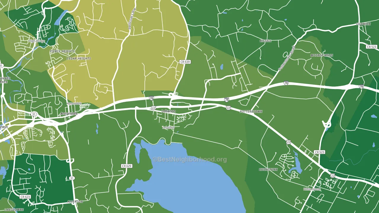 Lebanon, NJ block-group voter-turnout map