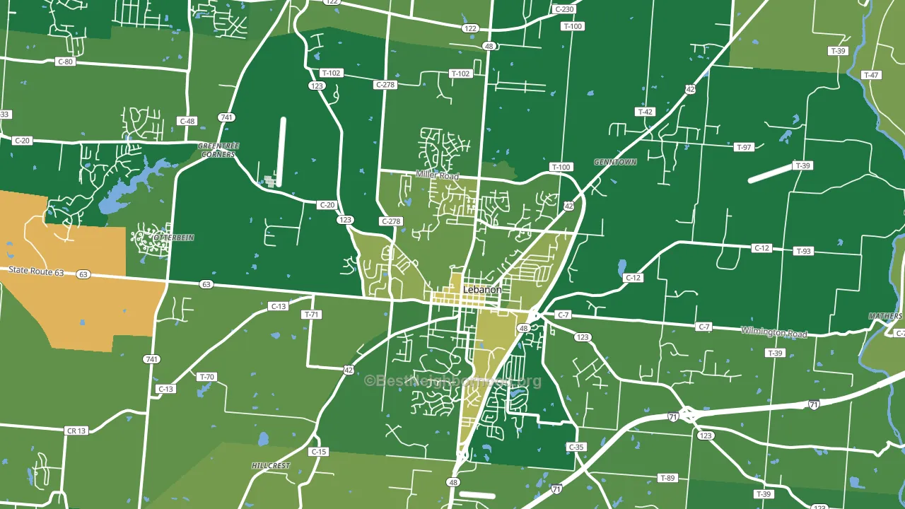 Lebanon, OH block-group voter-turnout map