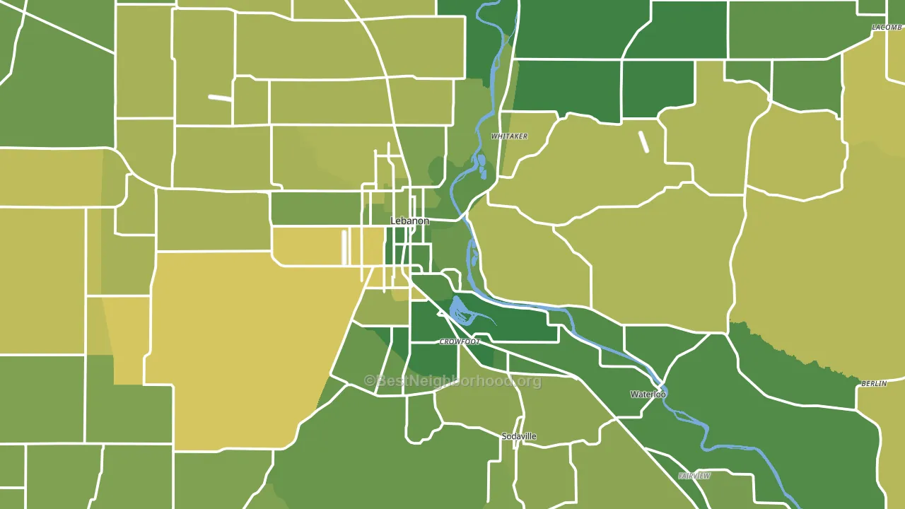 Lebanon, OR block-group voter-turnout map