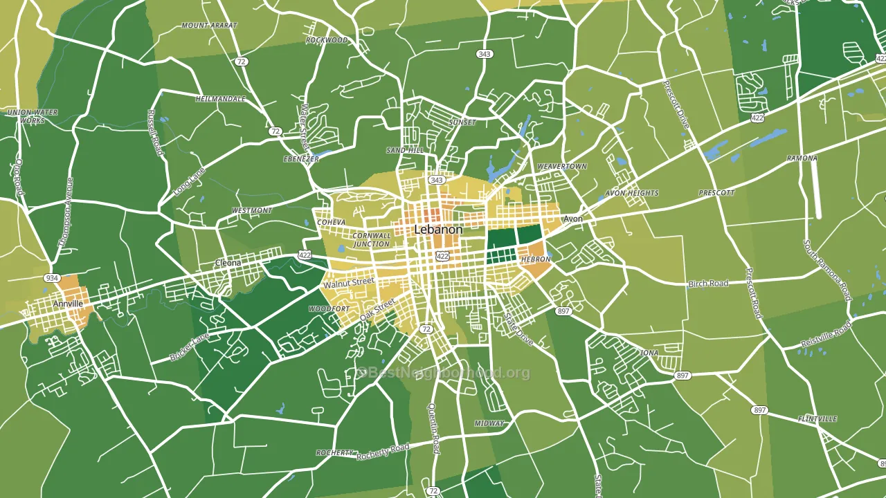 Lebanon, PA block-group voter-turnout map