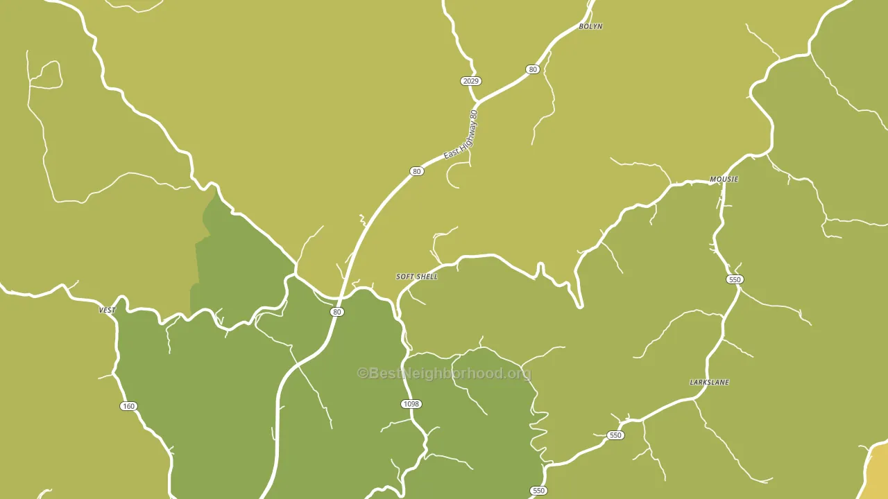 Leburn, KY block-group voter-turnout map