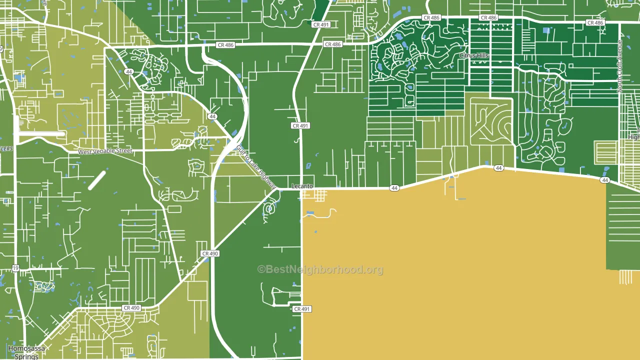 Lecanto, FL block-group voter-turnout map