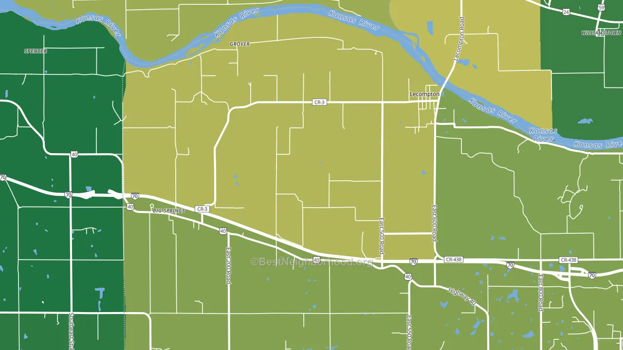 Lecompton, KS block-group voter-turnout map