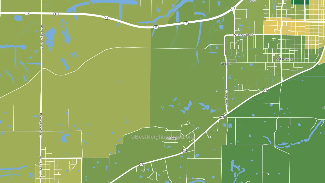 Ledford, IL block-group voter-turnout map