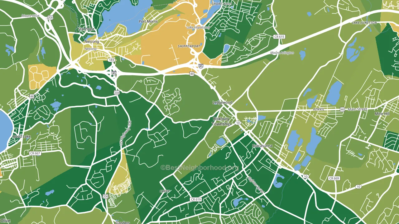 Ledgewood, NJ block-group voter-turnout map