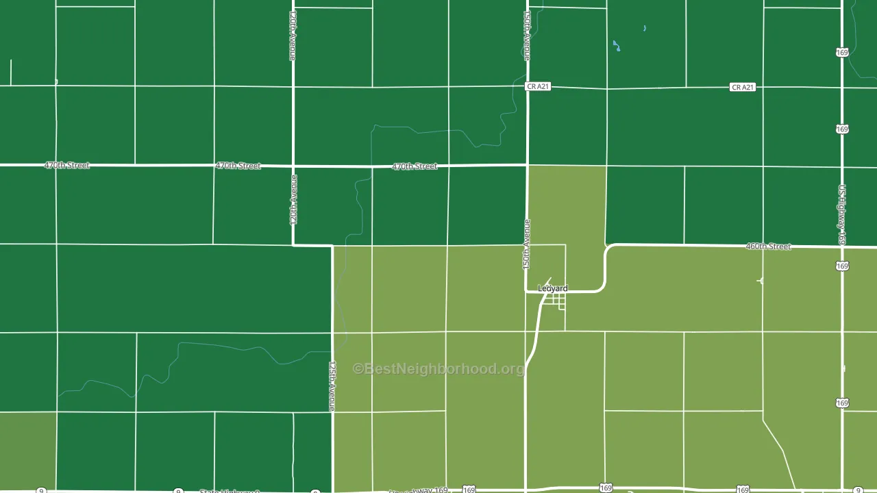 Ledyard, IA block-group voter-turnout map
