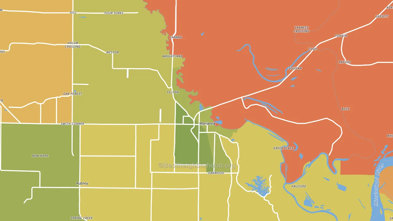 Lee County, AR block-group voter-turnout map