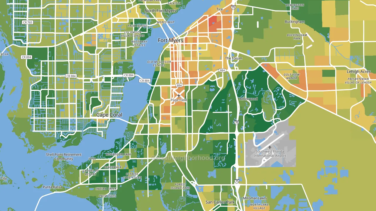 Lee County, FL block-group voter-turnout map