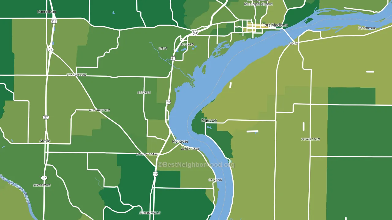 Lee County, IA block-group voter-turnout map