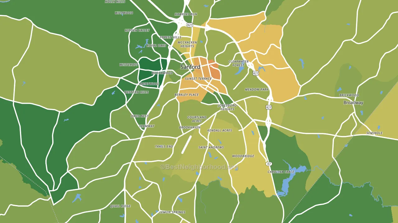 Lee County, NC block-group voter-turnout map