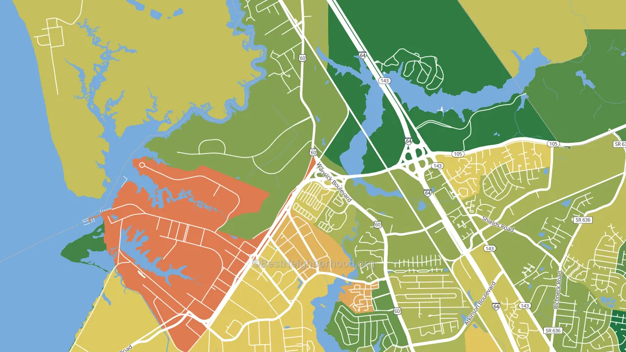 Lee Hall, Newport News, VA block-group voter-turnout map
