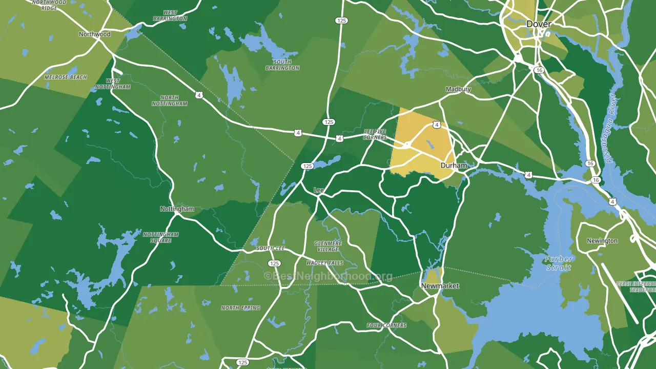 Lee, NH block-group voter-turnout map
