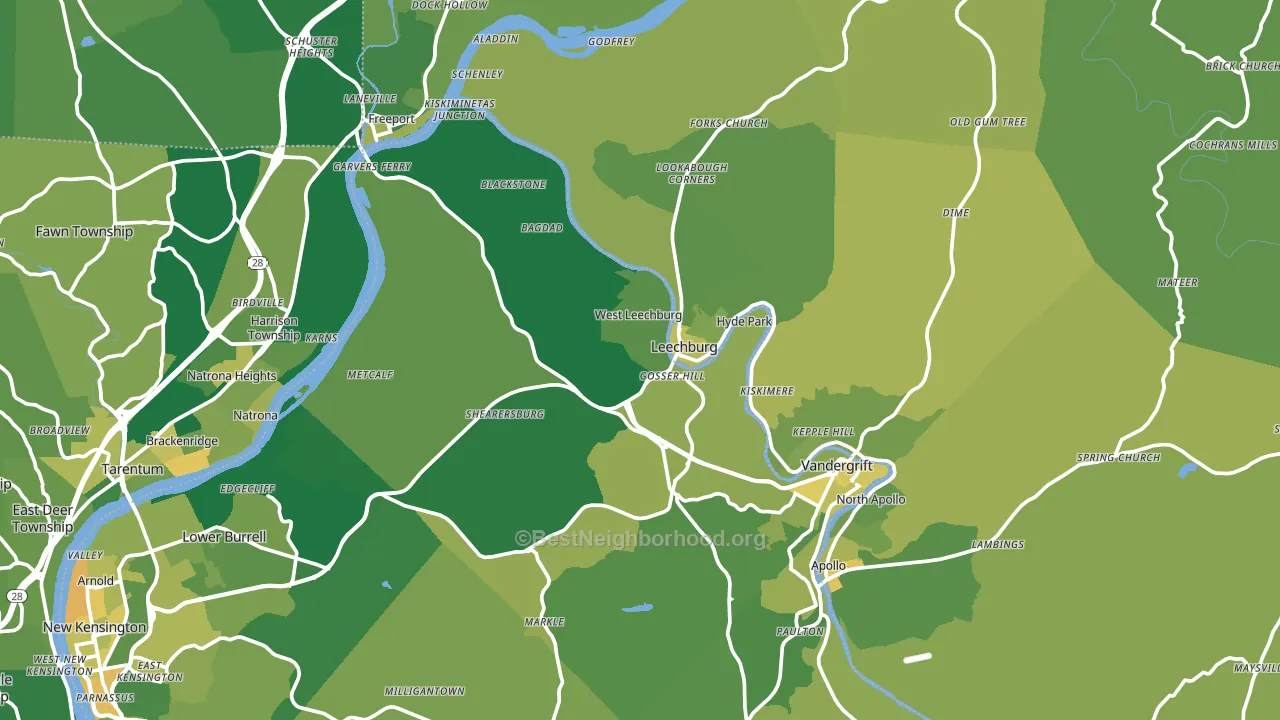 Leechburg, PA block-group voter-turnout map