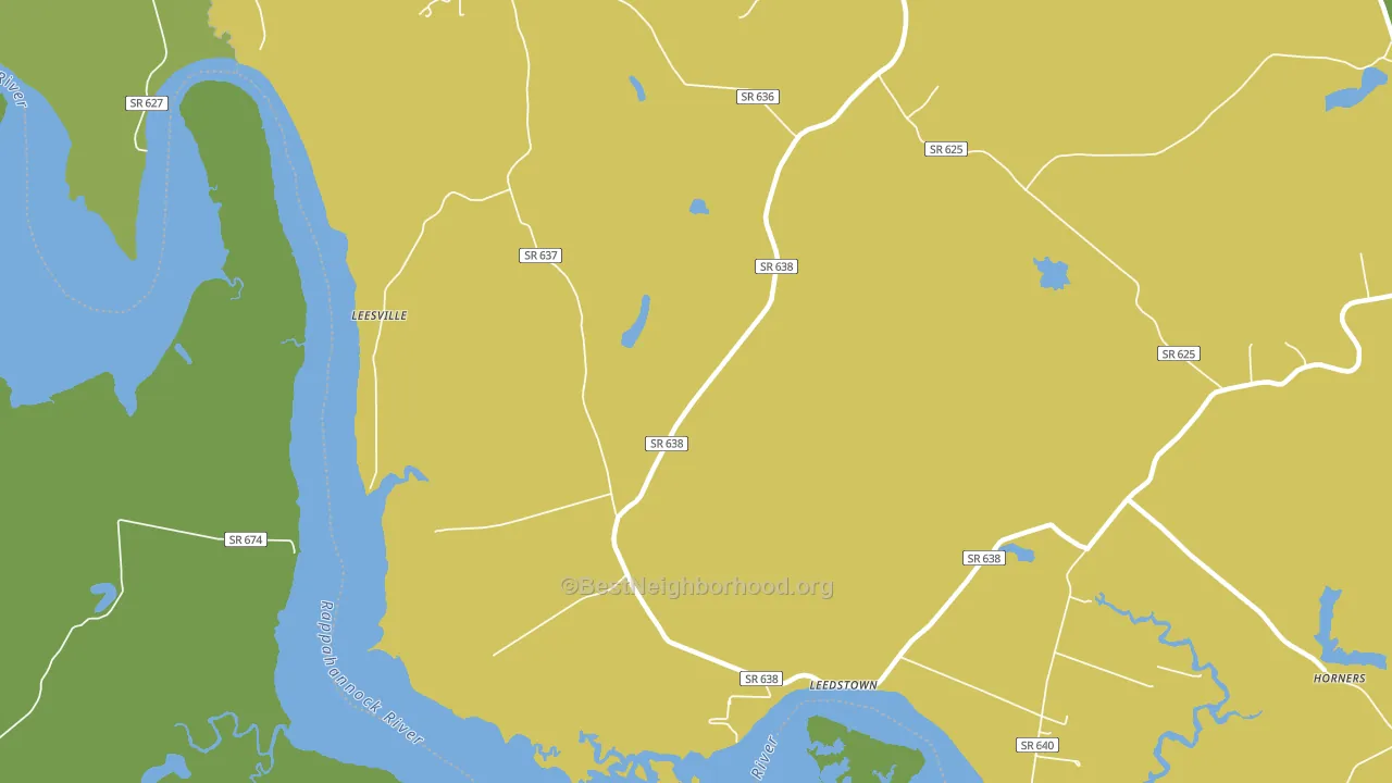 Leedstown, VA block-group voter-turnout map