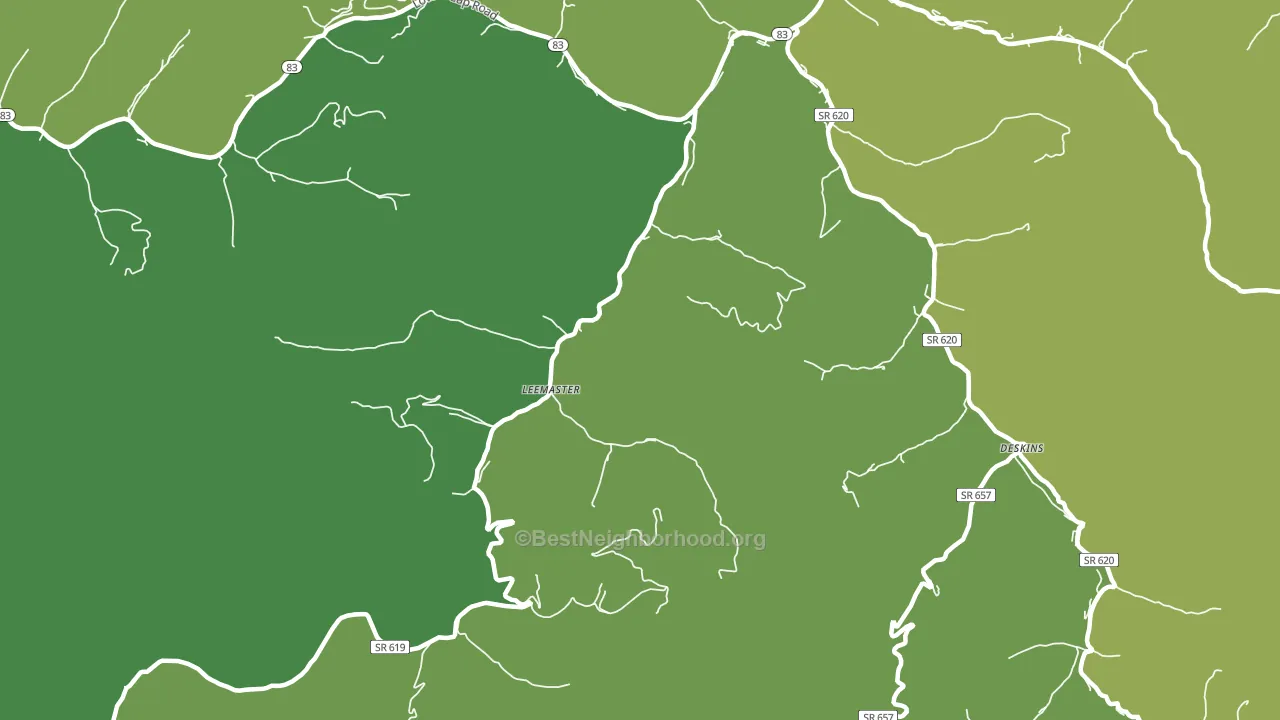 Leemaster, VA block-group voter-turnout map