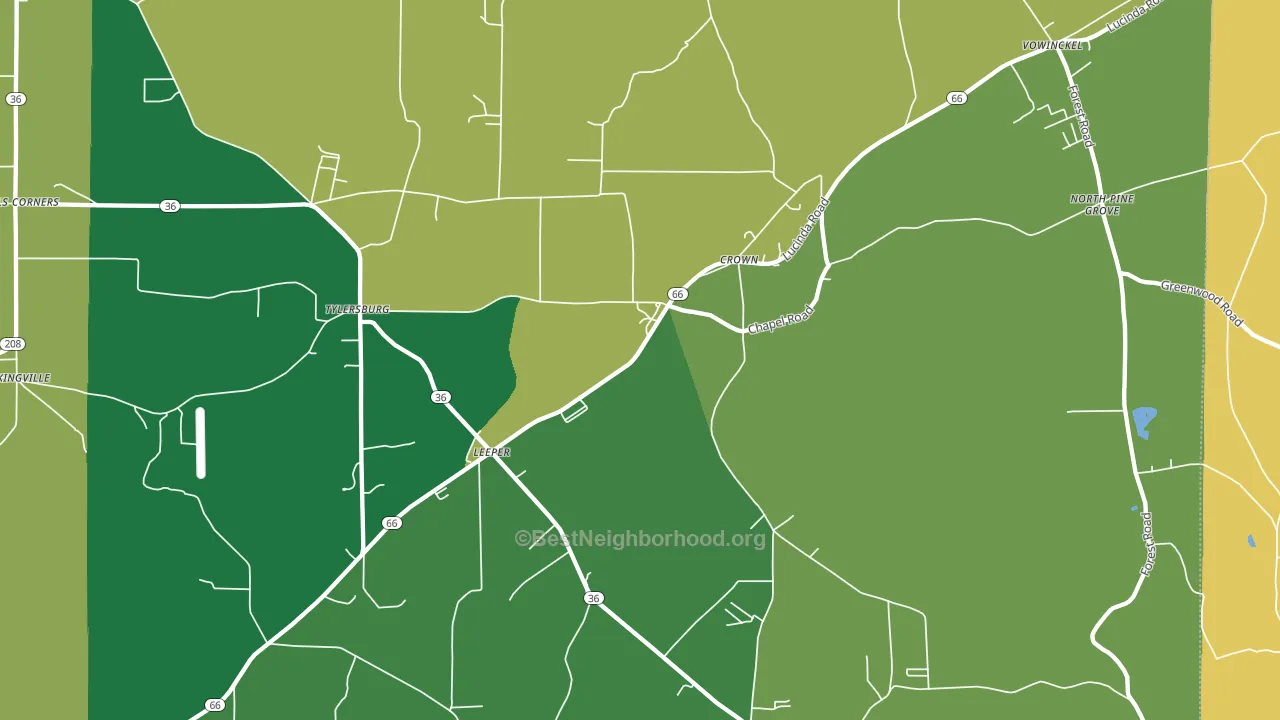 Leeper, PA block-group voter-turnout map