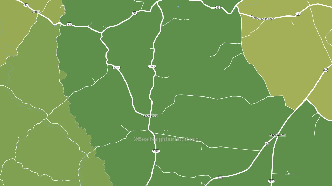 Lees Lick, KY block-group voter-turnout map