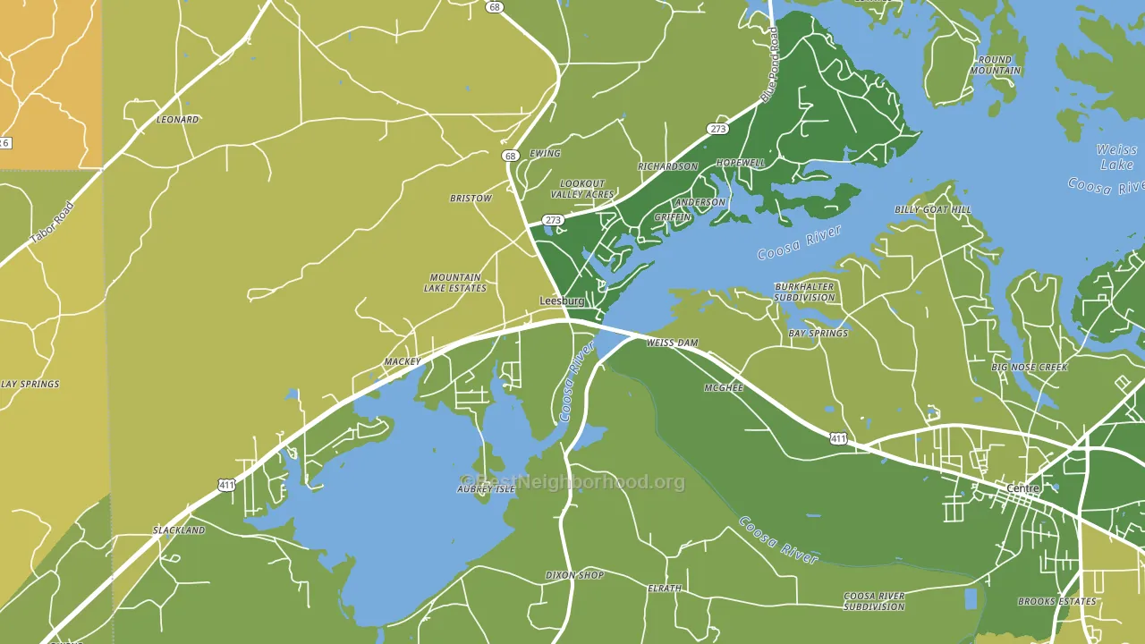 Leesburg, AL block-group voter-turnout map