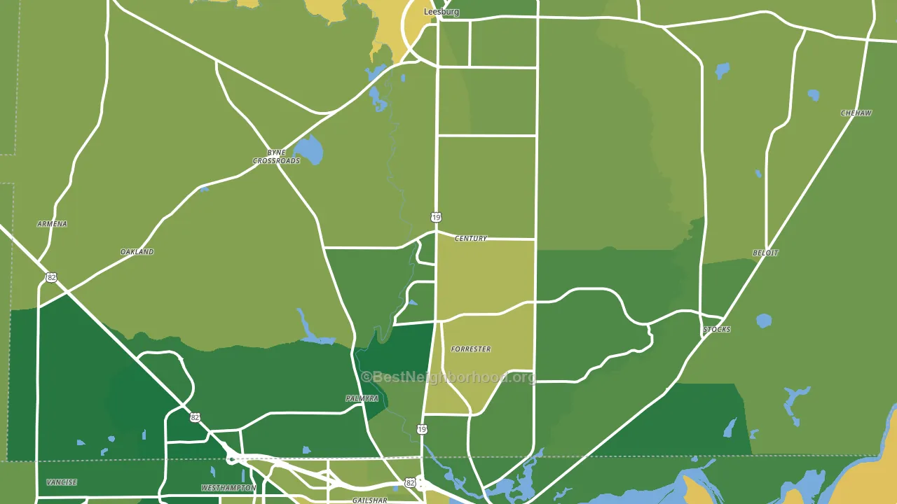 Leesburg, GA block-group voter-turnout map