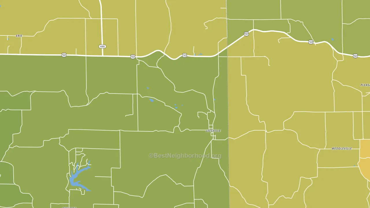 Leesville, IN block-group voter-turnout map