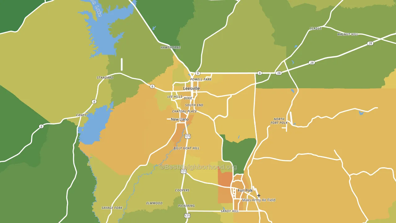 Leesville, LA block-group voter-turnout map